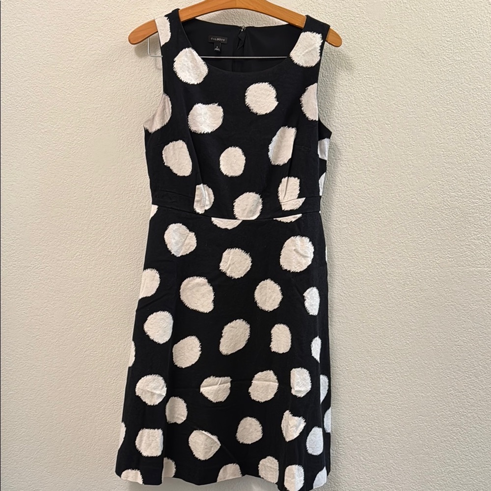 Talbots Black and White Sleeveless A-line Midi Dress